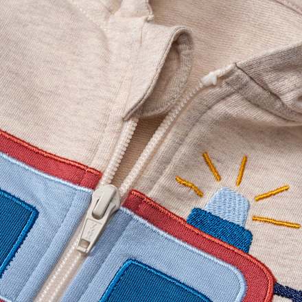 Sweatjacke mit Kapuze & Feuerwehr-Applikation, beige, Gr. 104 ALANA