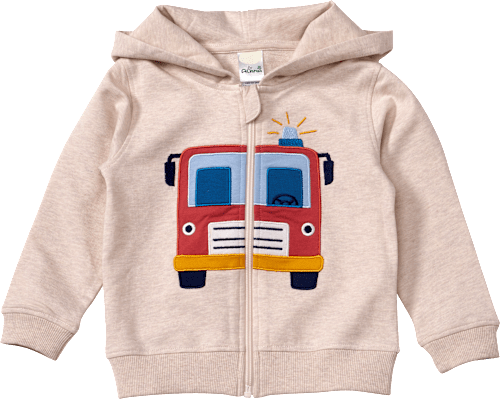 Sweatjacke mit Kapuze & Feuerwehr-Applikation, beige, Gr. 110 ALANA