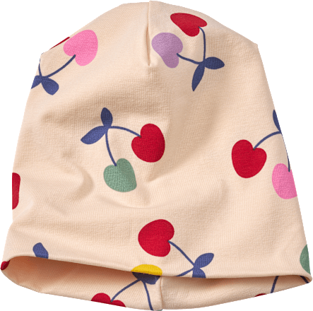 Mütze Pro Climate mit Kirschen-Muster, beige, Gr. 46/47 ALANA