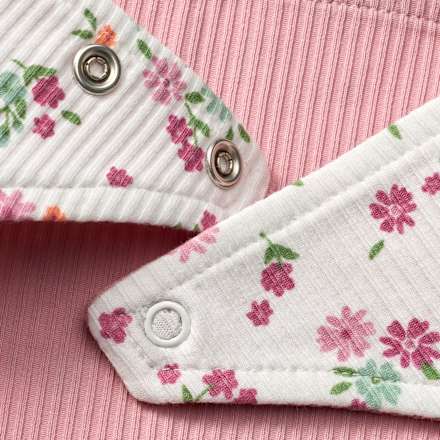 Halstuch mit Ripp-Struktur & Blumen-Muster, weiß & rosa ALANA