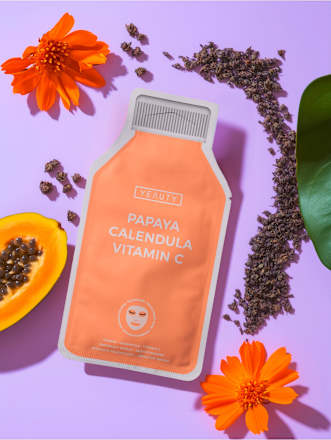 Maska za obraz Papaya Calendula Vitamin C, v obliki krpice YEAUTY