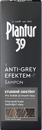 Šampón s Anti-Grey efektom pre hnedé až tmavé vlasy Plantur 39