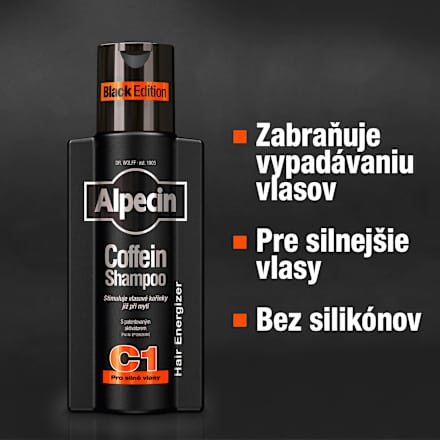 Kofeínový šampón C1 Hair Energizer Black Edition Alpecin