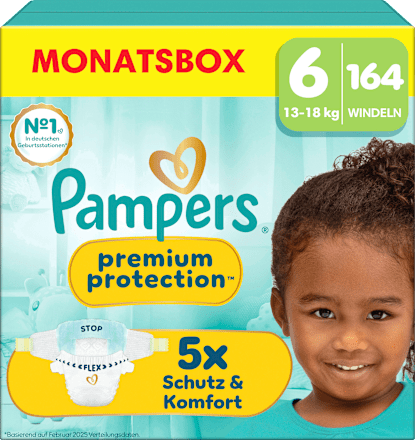 Windeln Premium Protection Gr. 6 Extra Large (13-18 kg) Monatsbox Pampers