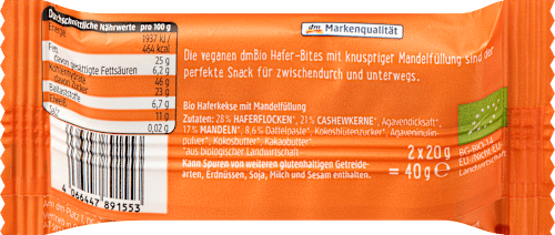 Cookies, Vegane Hafer Bites mit crunchy Mandelfüllung dmBio