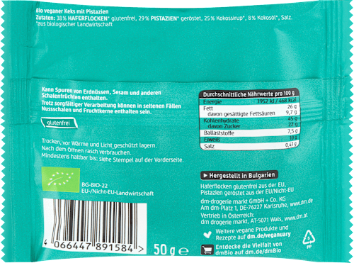 Veganski keks s pistacijama dmBio