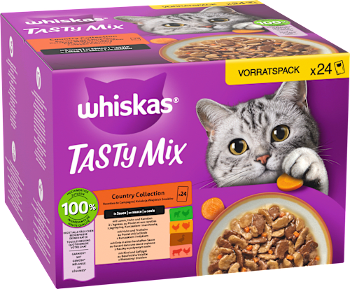 Nassfutter Katze Country Collection in Sauce, Tasty Mix Multipack (24x85 g) Whiskas