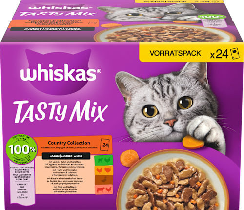 Nassfutter Katze Country Collection in Sauce, Tasty Mix Multipack (24x85 g) Whiskas
