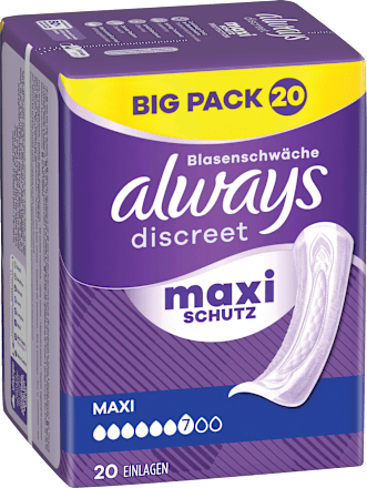 discreet Einlagen Inkontinenz Maxi, Big Pack always