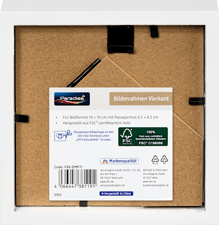 Quadratrahmen Mini 10x10 cm weiß Paradies