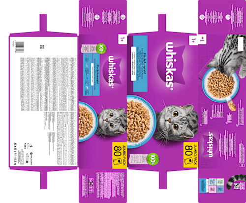 Nassfutter Katze Fisch Auswahl in Gelee, Jumbopack (80x85 g) Whiskas