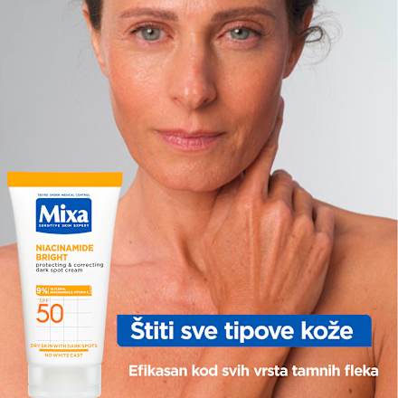 NIACINAMIDE BRIGHT višenamenska krema protiv tamnih fleka, SPF 50 Mixa