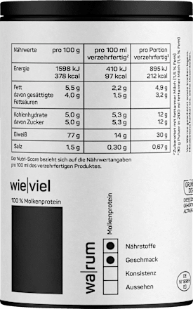 Whey Proteinpulver, geschmacksneutral, ungesüßt  Naduria