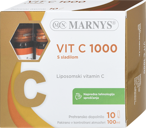 Prehransko dopolnilo Vitamin C z&nbsp;liposomsko tehnologijo, 10 x 10 ml MARNYS