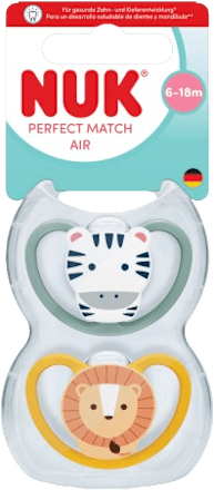 Succhietto PERFECT MATCH AIR 6-18 mesi zebra/leone NUK