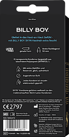 Kondome Hautnah extra feucht, latexfrei, Breite 53mm BILLY BOY