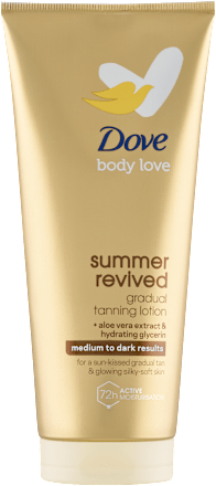 body love summer revived tónovací tělové mléko medium to dark Dove