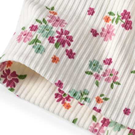 Mütze mit Ripp-Struktur & Blumen-Muster, weiß, Gr. 52/53 ALANA