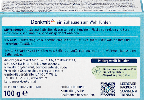 Gallseife Fleckenbehandlung Denkmit