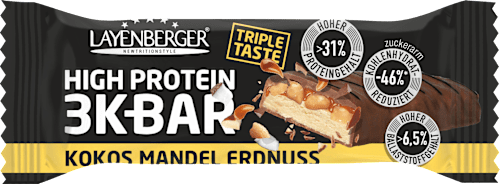 Proteinriegel 3K Bar High Protein 32%, Peanut Almond Coconut Triple Layenberger