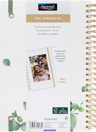 Foto-Notizbuch mit Spiralbindung Blätter  Paradies