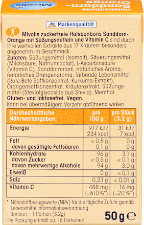 Torokcukorka, homoktövis és narancs ízű, édesítőszerekkel  Mivolis