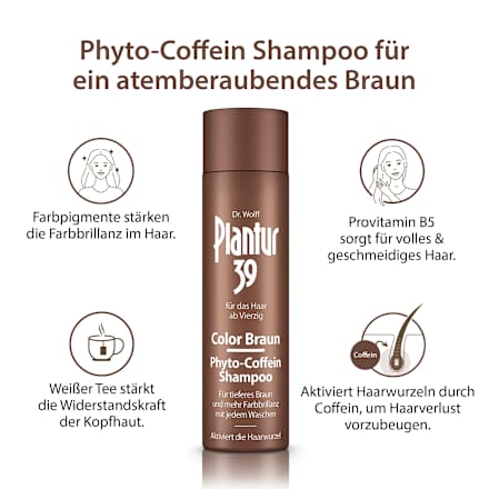 Shampoo Phyto-Coffein Color Braun Plantur 39