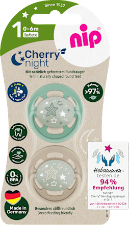 Schnuller Cherry night mint/braun, Gr.1, 0-6 Monate Nip