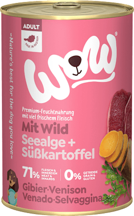 Nassfutter Hund mit Wild, Seealge & Süßkartoffel, Adult WOW