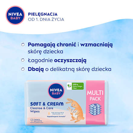 Chusteczki nawilżające Soft & Cream (4 x 57szt.) NIVEA BABY