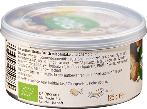 Brotaufstrich, Vegane Pastete Shiitake-Champignon dmBio
