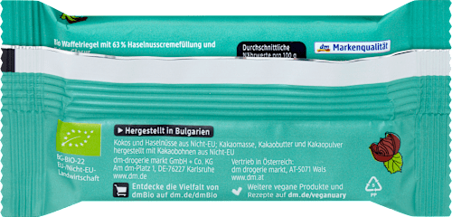 Veganer Waffelriegel mit Haselnusscreme dmBio