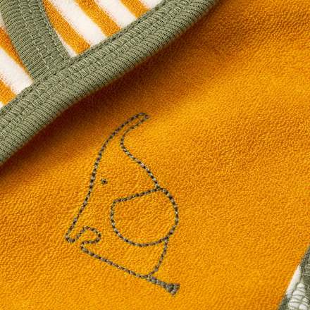 Lätzchen mit Streifen & Elefanten-Motiv, gelb + weiß ALANA