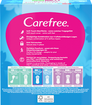 Slipeinlagen Cotton Feel Normal mit Aloe Vera Duft Carefree