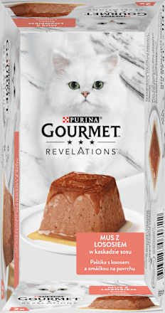 Revelations paštika pro kočky s lososem a omáčkou 2x57g PURINA GOURMET