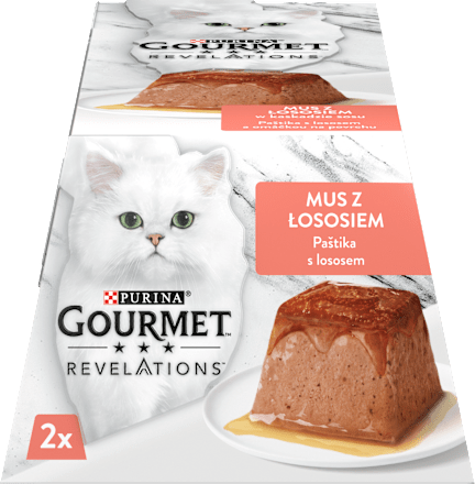 Revelations paštika pro kočky s lososem a omáčkou 2x57g PURINA GOURMET