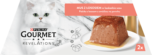 Revelations paštika pro kočky s lososem a omáčkou 2x57g PURINA GOURMET