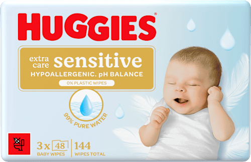 Chusteczki nawilżane Extra Care Sensitive Pure (3 x 48 szt.) Huggies