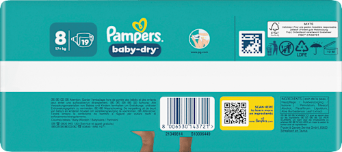 Windeln Gr. 8 XL (17+ kg)  Pampers baby-dry