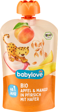 Quetschie Apfel & Mango in Pfirsich mit Hafer ab 1 Jahr babylove