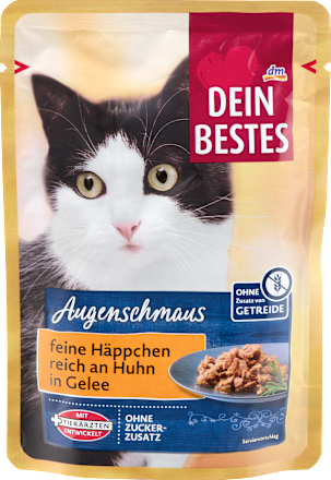 Nassfutter Katze Augenschmaus feine Häppchen reich an Huhn in Gelee Dein Bestes
