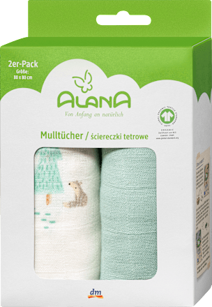 Mulltücher mit Husky-Motiv, 80 x 80 cm ALANA