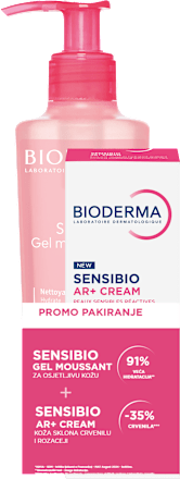 Pjenušavi gel za čišćenje kože Sensibio i krema za lice Sensibio AR+ BIODERMA