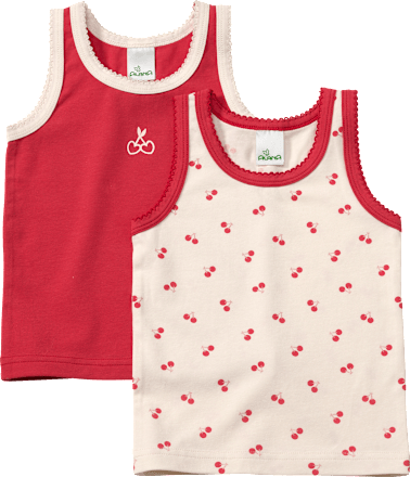 Unterhemden mit Kirschen-Muster, rot + weiß, Gr. 86/92 ALANA