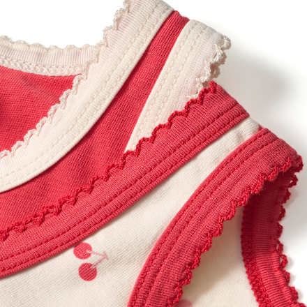 Unterhemden mit Kirschen-Muster, rot + weiß, Gr. 122/128 ALANA