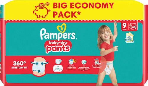 Baby Pants Gr. 9 XL (19+ kg) Big Pack  Pampers baby-dry