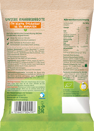 Kindersnack Knabberbrote Tomate-Rosmarin ab 15+ Monaten Milupa