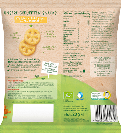 Babysnack Knusperräder Linse-Mais ab 10+ Monaten Milupa