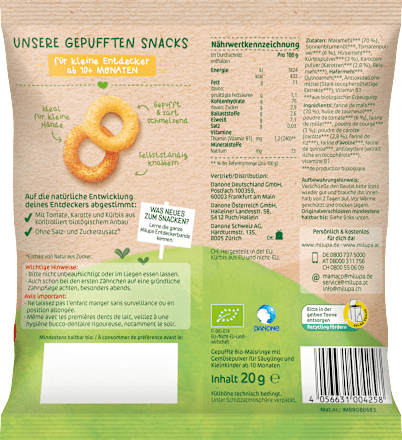 Babysnack Knusperkringel Tomate & Karotte-Kürbis ab 10+ Monaten Milupa