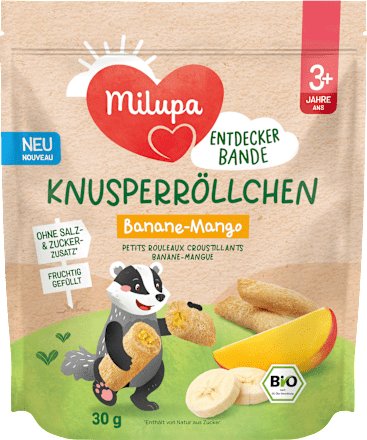Kindersnack Knusperröllchen Banane-Mango ab 3+ Jahren Milupa